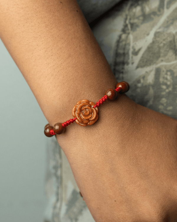 Rare Red Rose Jade Rope Bracelet