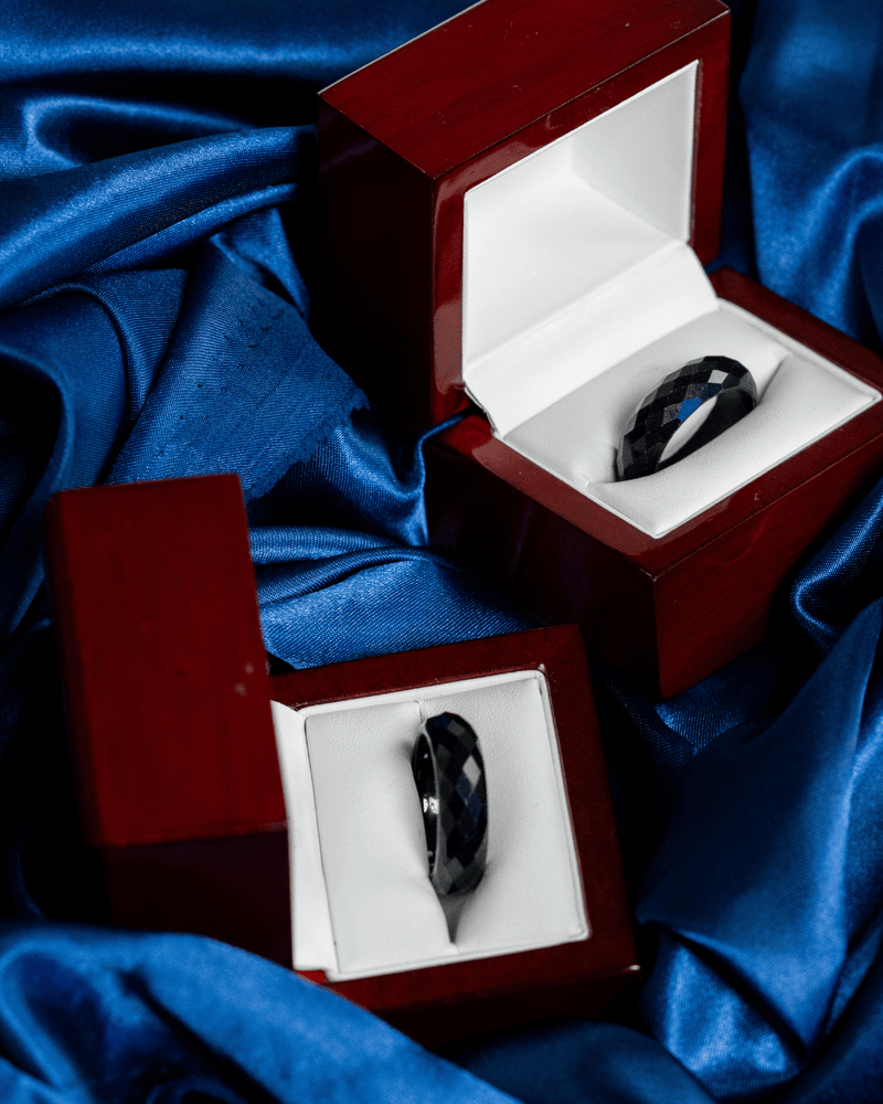 Ring - Diamond Cut Black Jade