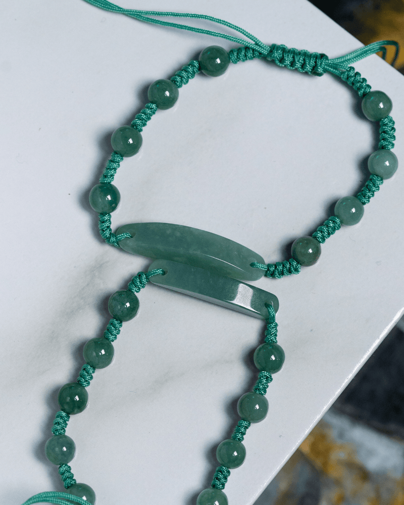 Blue Water Jade Bar Rope Bracelet
