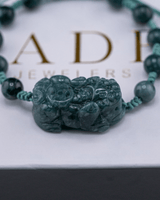 Blue Jade Bead Pixiu Rope Bracelet