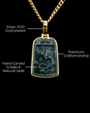 Golden Lucky Coin Wrapped Micro Phoenix Jade Pendant