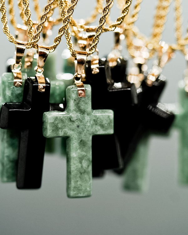 Micro Cross Jade Pendant