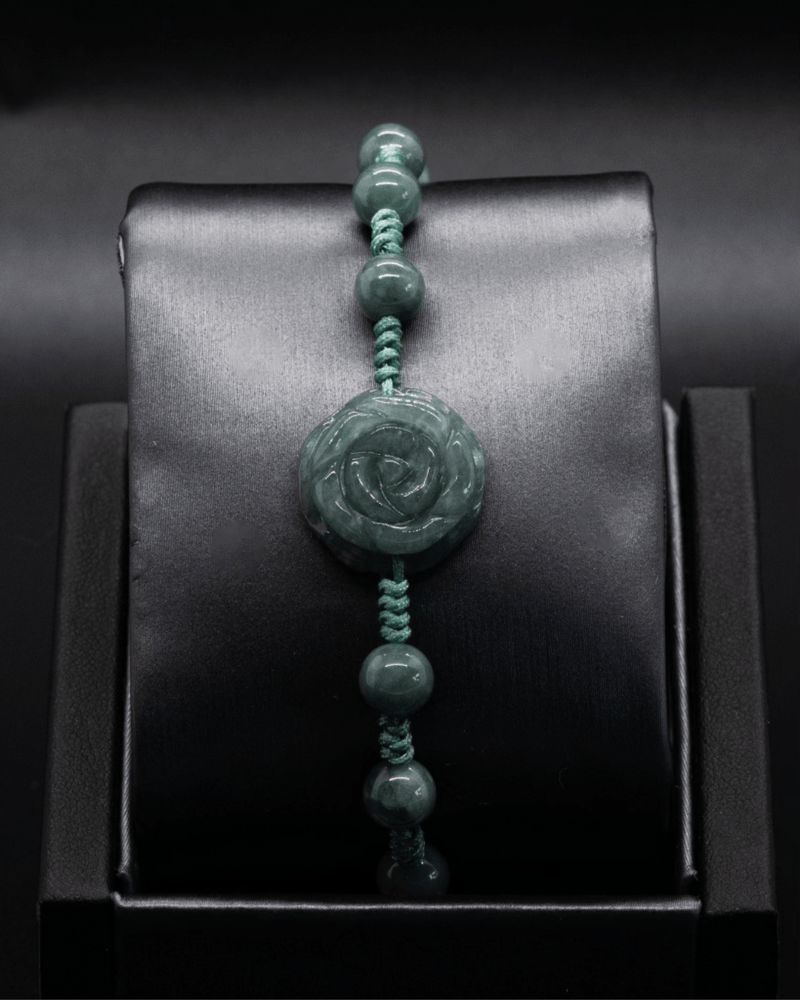 Beaded Rose Bluewater Jade Rope Bracelet