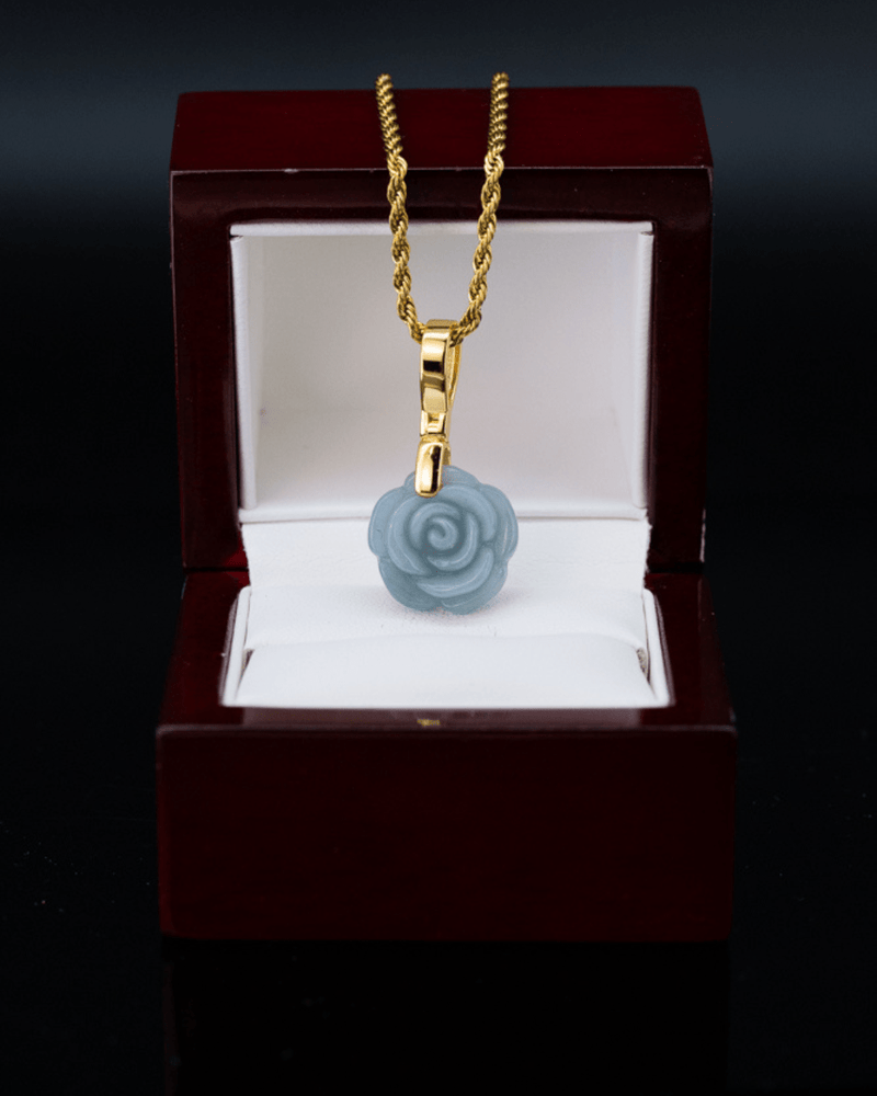 Micro Rose Blue Water Jade Pendant