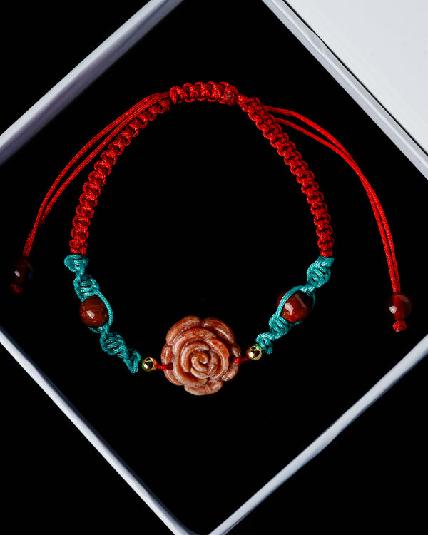 Blue & Red Rope Rose Bracelet