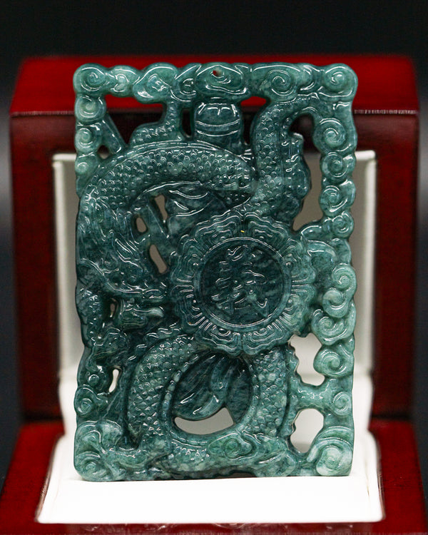 Guan Yu Dragon Valor Blue Water Jade Pendant
