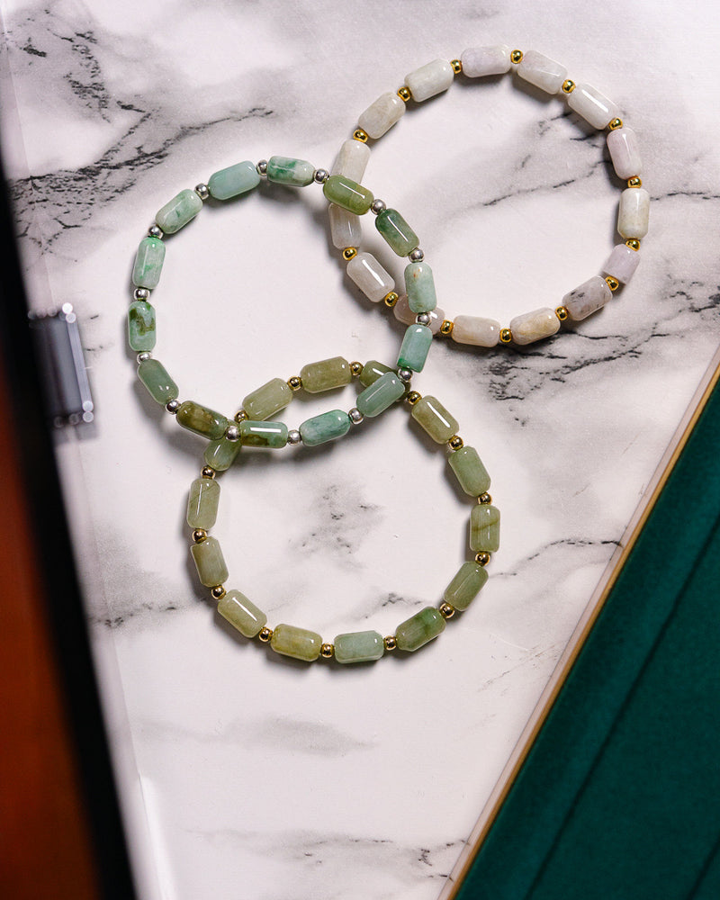 Cylinder Beaded Jade Bracelet