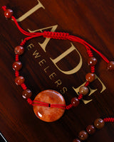 Rare Red Donut Jade Rope Bracelet