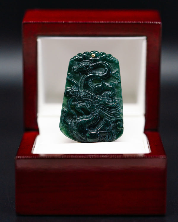 Year of the Dragon Blue Water Jade Pendant