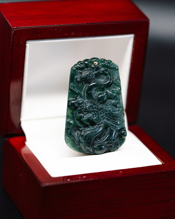 Year of the Dragon Blue Water Jade Pendant