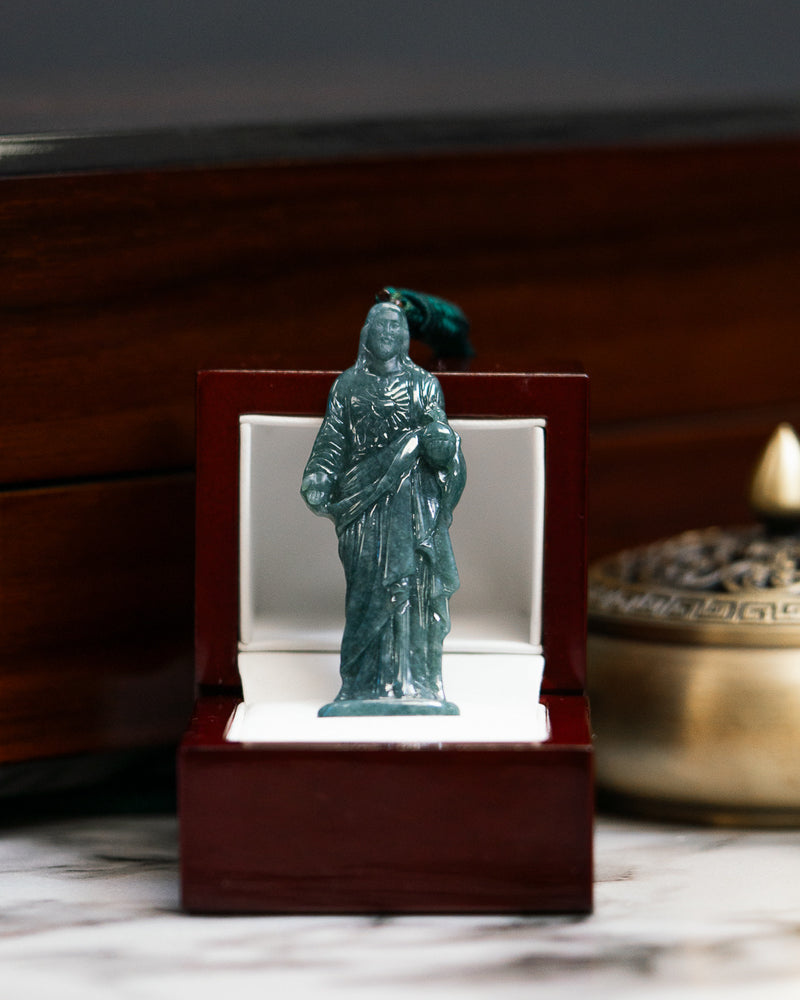 Standing Jesus Blue Water Jade Pendant