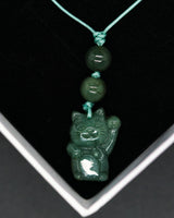 Blue Water Lucky Cat Jade Phone Charm