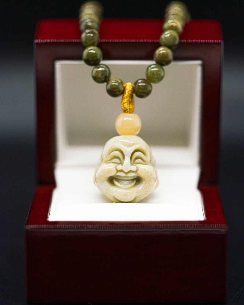 Jade Buddha Head Beaded Necklace