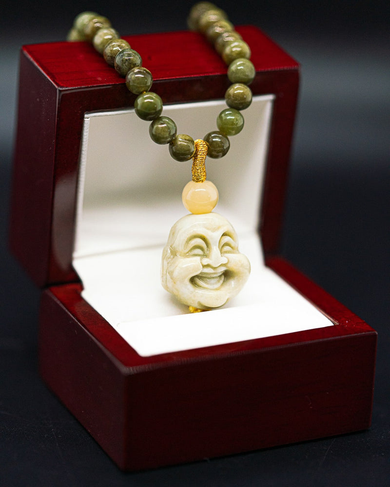 Jade Buddha Head Beaded Necklace