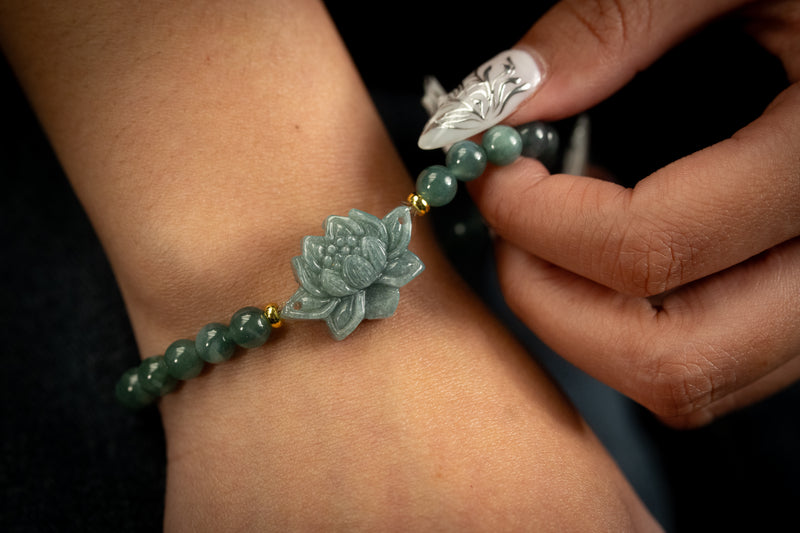 Blue Beaded Lotus Bracelet