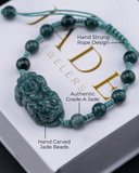 Blue Jade Bead Pixiu Rope Bracelet