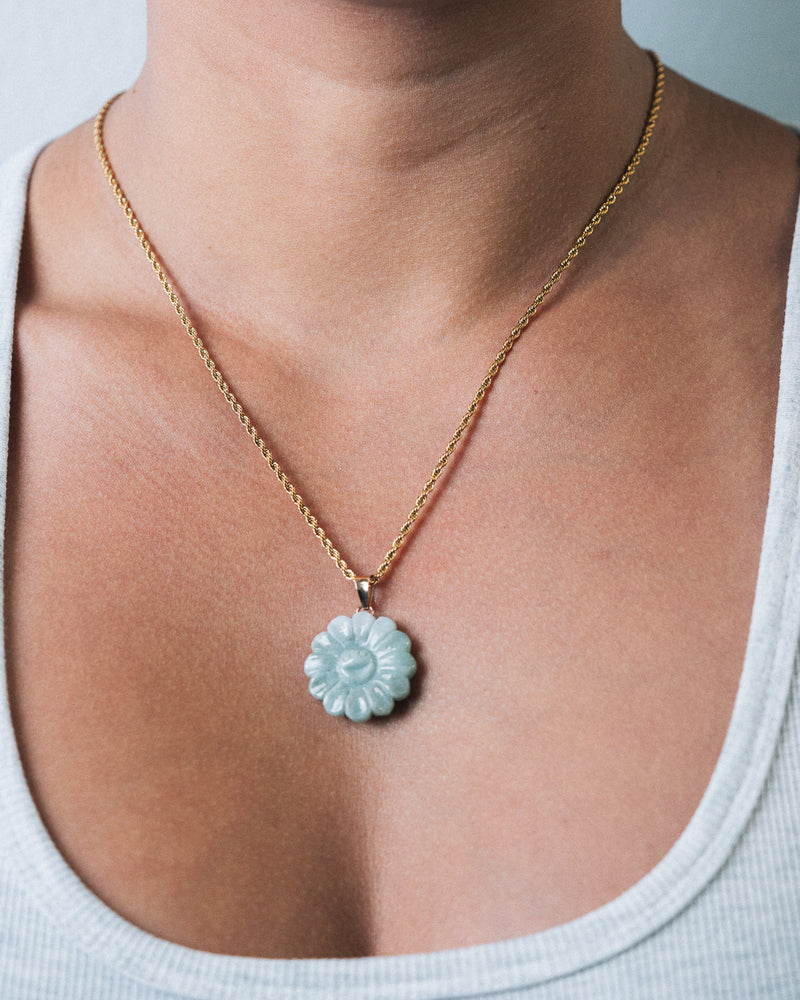 Micro Floral Jade Pendant
