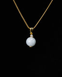 White Bead Jade Pearl Lab Diamond Bail Pendant