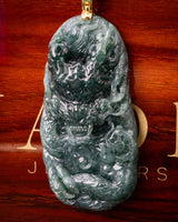 Fierce Dragon Blue Water Jade Pendant