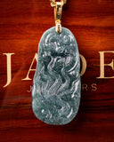 Fierce Dragon Blue Water Jade Pendant