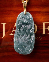Fierce Dragon Blue Water Jade Pendant