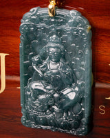 Meditating Buddha Tranquility Blue Water Jade Pendant