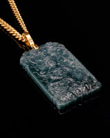 Meditating Buddha Tranquility Blue Water Jade Pendant