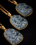 Golden Dragon Flying over 4 Seas Jade Pendant