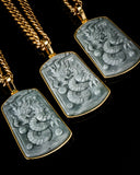 Golden Pearl Dragon Temple Guardian Jade Pendant