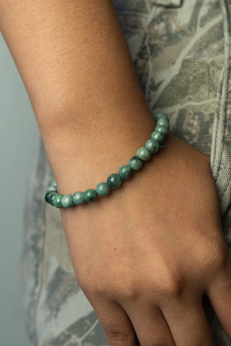 Full Beaded Green Jade Bracelet