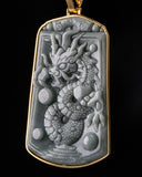 Golden Pearl Dragon Temple Guardian Jade Pendant