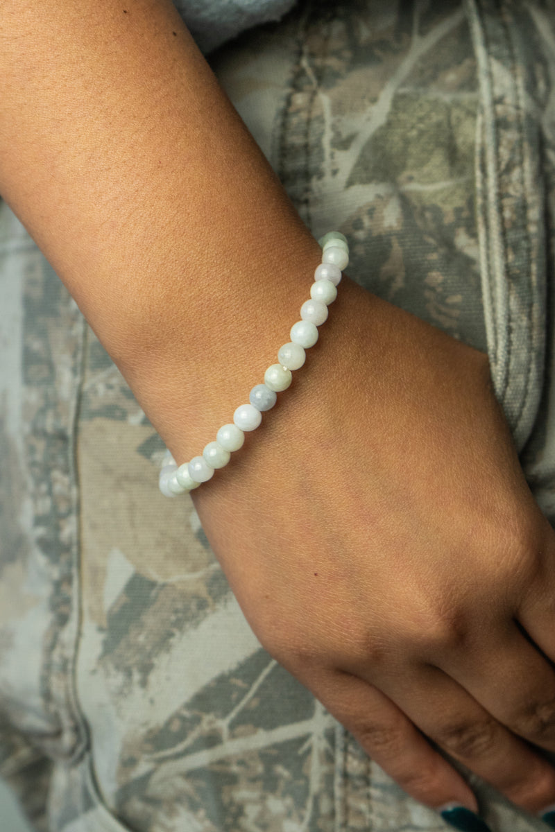 Bracelet - Small Beaded White Jade