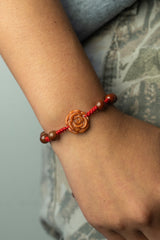 Rare Red Rose Jade Rope Bracelet