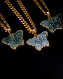 Golden Wrapped Butterfly Jade Pendant