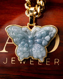Golden Wrapped Butterfly Jade Pendant