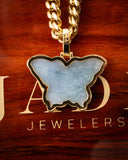 Golden Wrapped Butterfly Jade Pendant