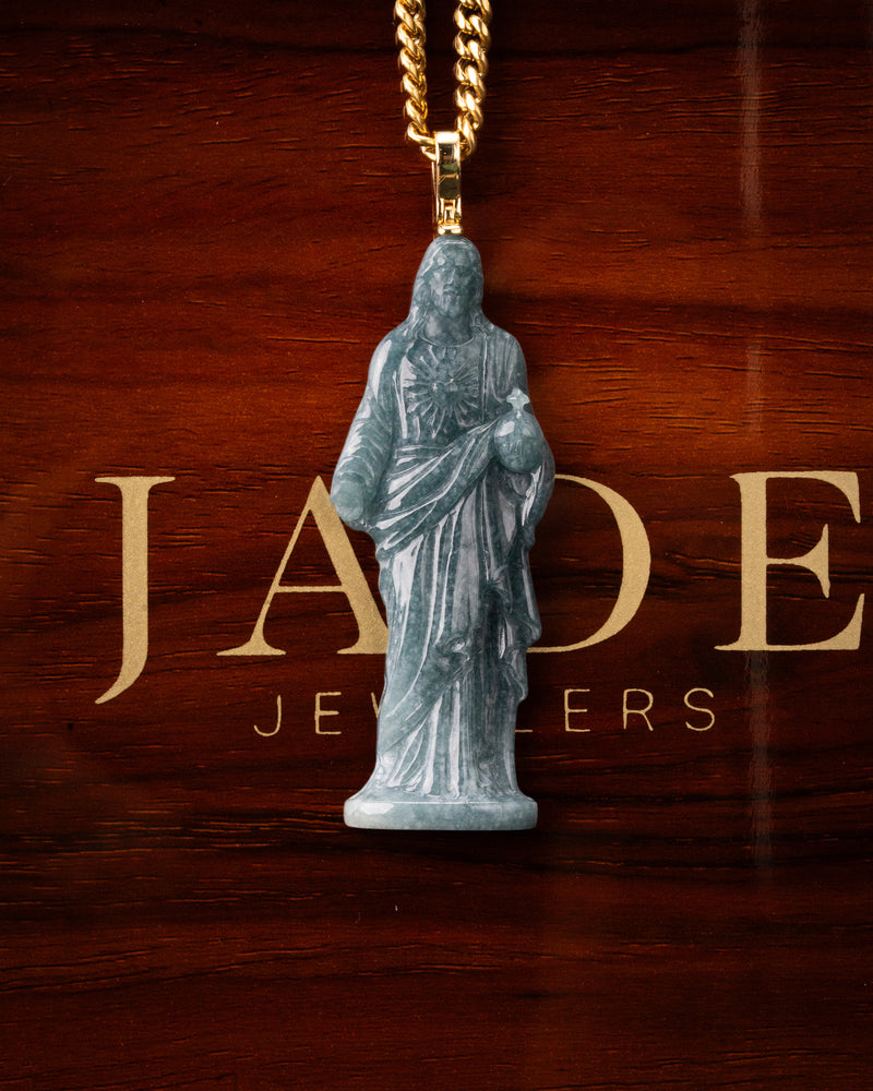 Standing Jesus Blue Water Jade Pendant