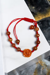 Rare Red Rose Jade Rope Bracelet