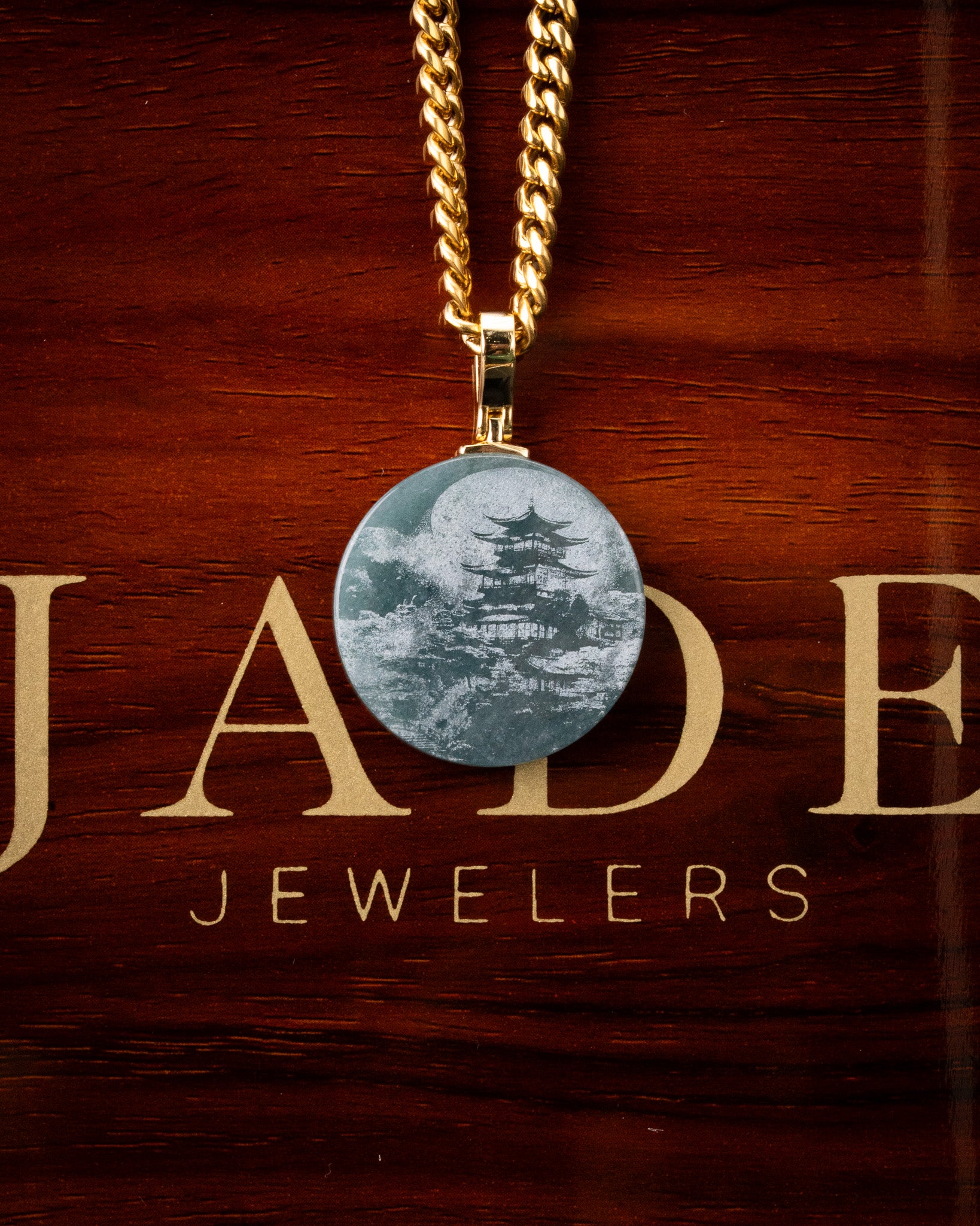 Micro Laser Engraved Temple Pendant – The Jade Jewelers