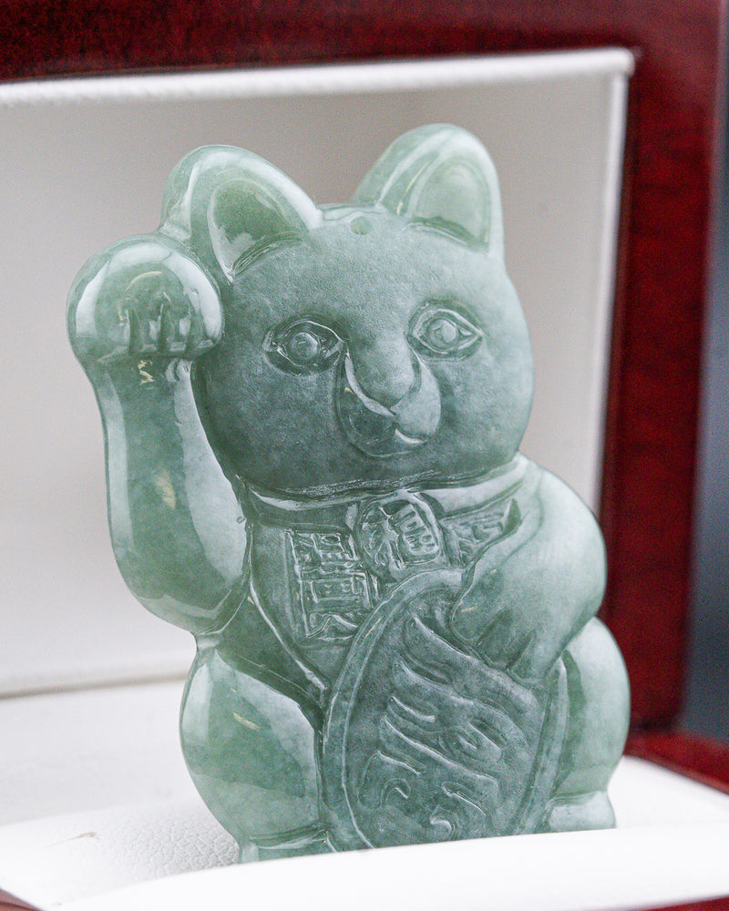 Lucky Cat Jade Pendant