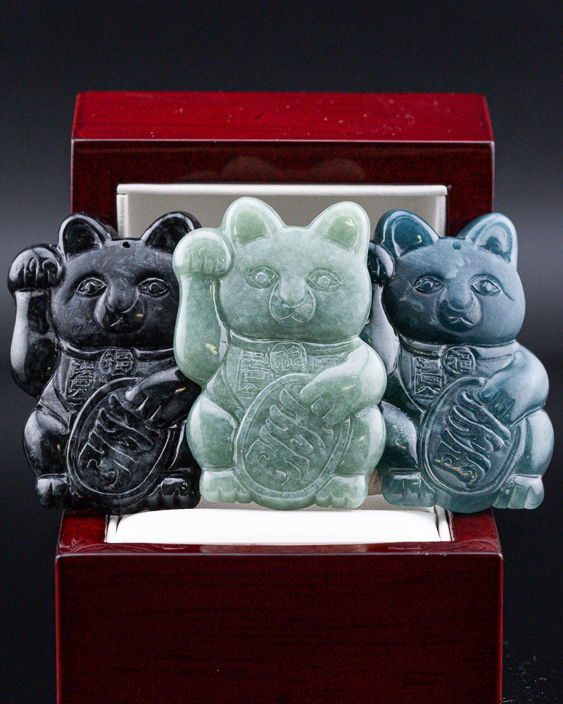 Lucky Cat Jade Pendant