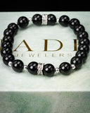 Black Bead Duality Leaf Bracelet