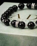 Black Bead Duality Leaf Bracelet