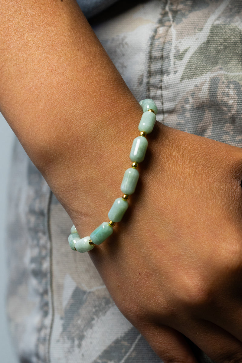 Cylinder Beaded Jade Bracelet