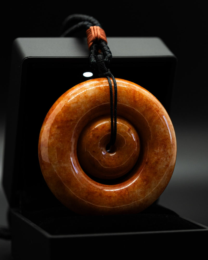 Red Double Donut Jade Pendant