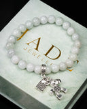 White Beaded Horse Charm Bracelet