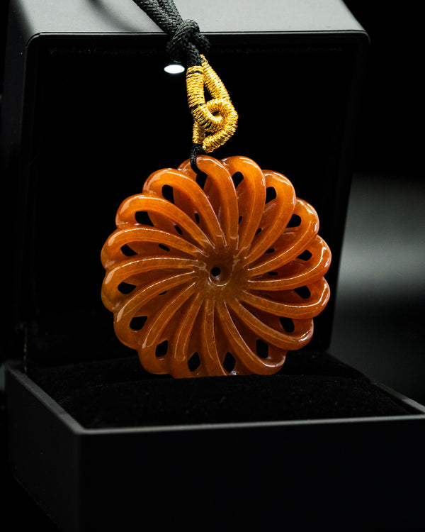 z. One of One Red Swirling Sun Pendant