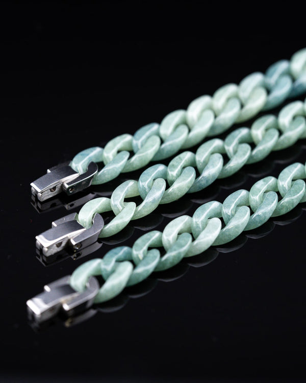 Green Cuban Link Jade Bracelet