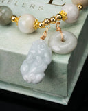White Pixiu Large Beaded Jade Bracelet