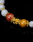 Golden Flower Earth White Bead Jade Bracelet